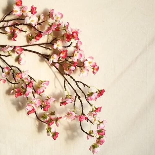 Artificial Cherry Spring Plum Peach Blossom Branch Silk Flower Home Wedding Decorative Flowers Plastic Peach Bouquet 97CM