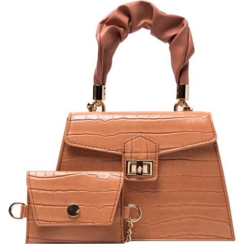 2Pcs/set Stone Pattern Pu Leather Small Crossboby Bags for Women 2021 Elegant Travel Chain Messenger Shoulder Handbags Purses