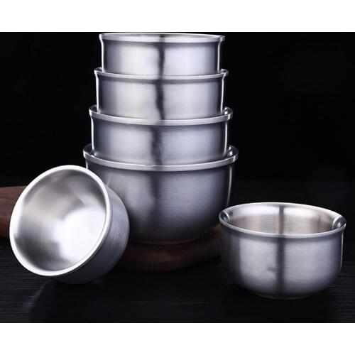 Stainless Steel Bowl Double Anti-Scalding Food Container Rice Salad Bowl Ramen Instant Noodles Soup Bowl Kitchen Tablewares