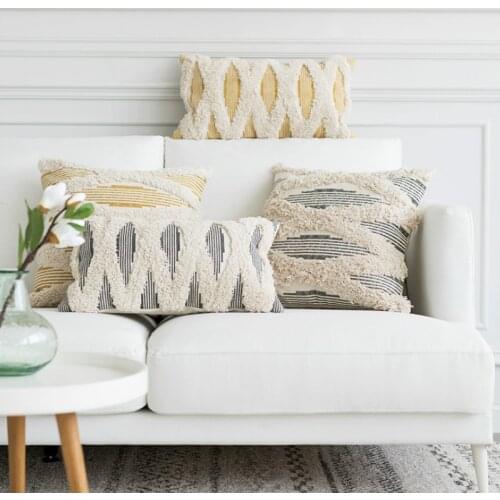 DUNXDECO Cushion Cover Decorative Tufting Pillow Case Modern Simple Stripe Geometric Home Sofa Chair Bedding Coussin Decorating