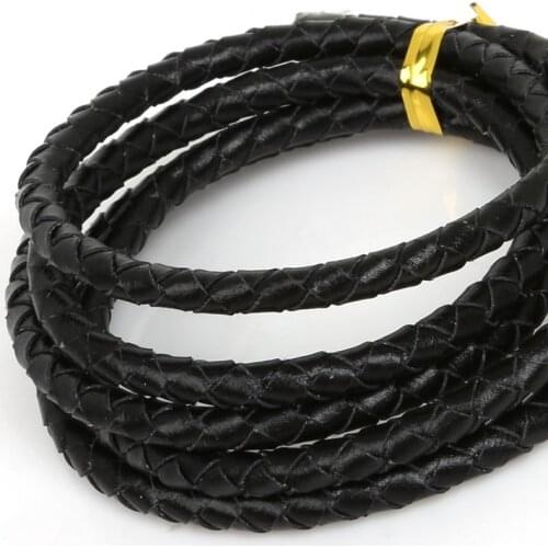 New product 5mm Multicolor Round Genuine Rope String Braided Leather Cord For DIY Bracelet & Necklace