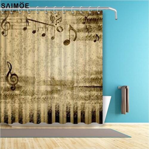 Custom Music Notes Bathroom Curtain Vintage Waterproof Shower Curtain Polyester Fabric Bath Curtain Bathing Cover Shower Sets