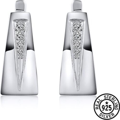 925 Sterling Silver Earring Popular Russian Style Clear Zircon Delicate Clip Earrings For Women Girls Accessories Jewelry