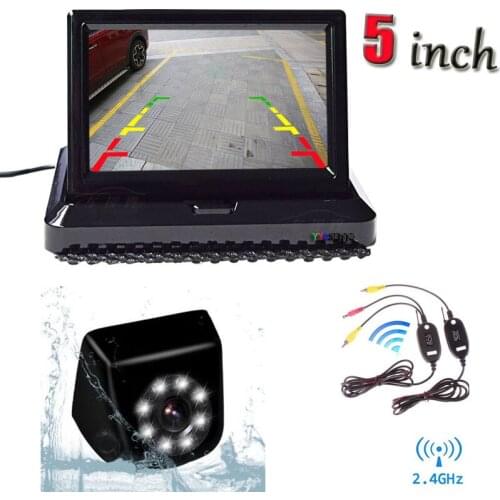 3 IN 1 Parking System 2.4G Wireless transmitter and receiver with 8 LED Car Rear View Camera and 5'' TFT LCD Folding Monitor