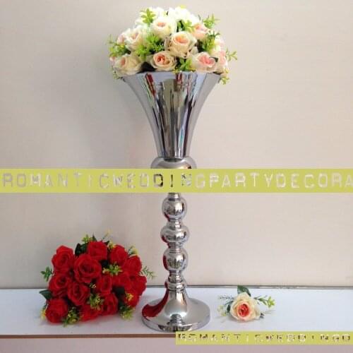 Height 63cm / 24.8" Silver Wedding Flower vases Bling Table centerpiece Sparkling Road Leads Wedding Decoration 10PCS/LOT