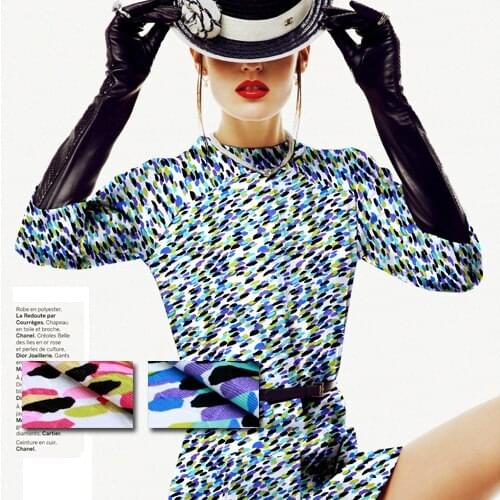 Light Color Spring Italy Imported Gouache Printing + Advanced Cotton Jacquard Composite Fashion Fabric