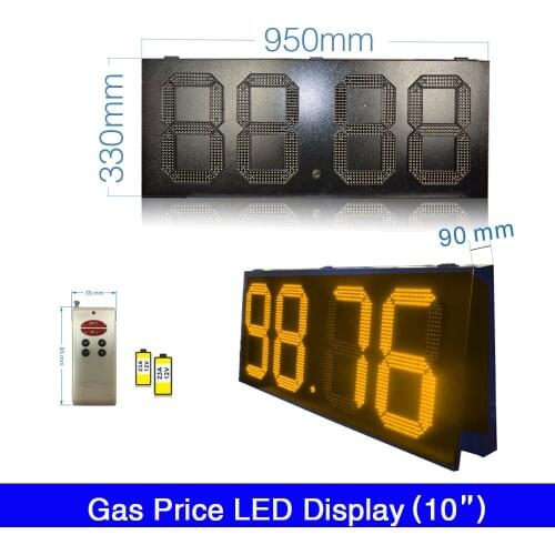 Custom made 10'' inch Yellow red green white Color 88.88 Digit LED Signs for Gas Stations Columns / Gas Natural Station
