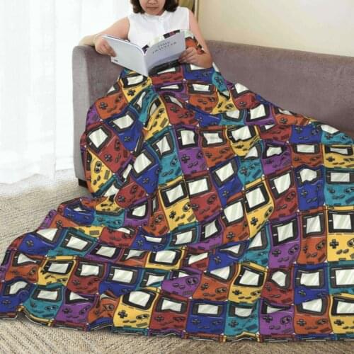 Wearable warm flannel Retro Game blanket Vintage 80s blankets for Sofa Sherpa Fleece Bedspread Wrap