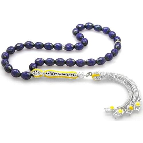 Tesbihane Alpaka Tassels Yellow Enamel Barley Cut His Stone Rosary