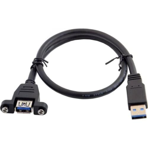 USB 3.0 A Type Male to Female Extension Cable with Panel Mount Screws 1.5m