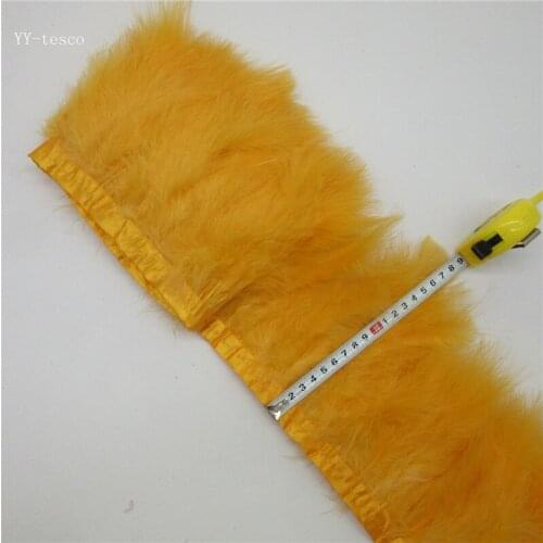 YY-tesco 6yards/lot Turkey Feather Fringe Ribbon 5-7inches/15-18cm Orange Marabou Gold Feathers Trim For DIY Craft Decoration