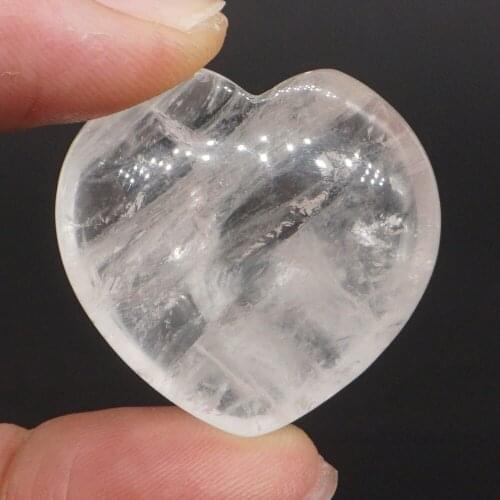 1.2" Puffy Love Heart Assorted Natural Clear Quartz Crystal Hand Carving Reiki Healing Energy Chakra Gift