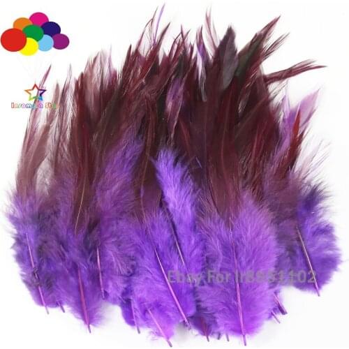100PCS/LOT Purple ROOSTER NATURAL Saddle Hackle Feathers 4-6 inches center pieces for wedding