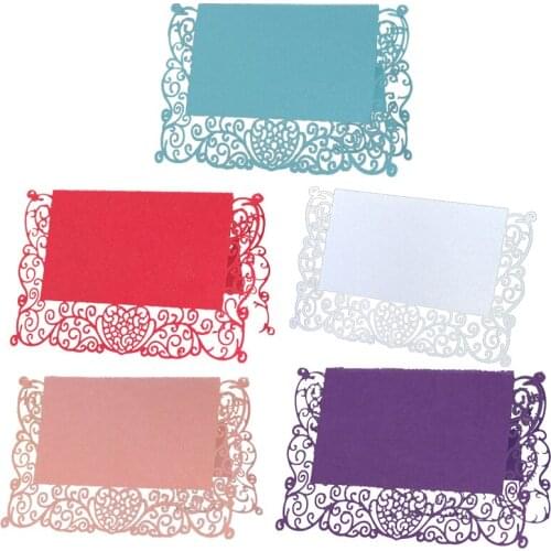 100pcs Six Colors Flower Lace Table Name Wine Guest Place Cards Laser Cut Favor Decoration Wedding Supplies Seating Decoration