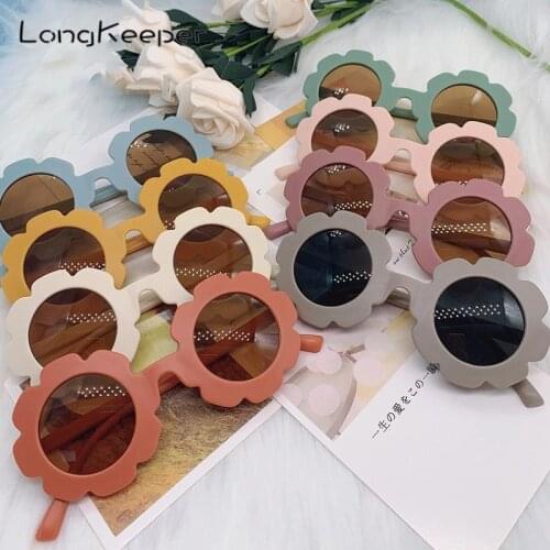 2021 Vintage Kids Round Sunglasses Children Fashion Cute Sun Flower Glasses Girls Boys Baby Sport Shades Eyewear UV400 Gafas