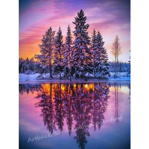 Full square drill 5d diy diamond painting snow tree winter landscape 3d resin round drill rhinestone mosaic wall sticker