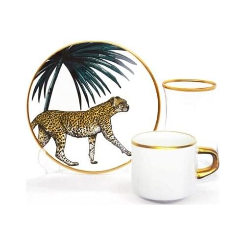 Drop Focus Tea Coffee Set 18 Pieces Cheetah