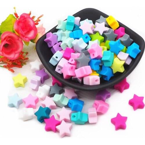 Chengkai 100pcs 15mm Silicone Star Teether Beads DIY Baby Dummy Pacifier Nursing Teething Chewing Jewelry Toy Making Beads