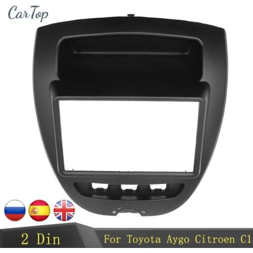 Double 2 Din Car Radio Frame for Toyota Aygo Citroen C1 Peugeot 107 2005-2014 Fascia Dash Kit DVD Radio Panel Stereo Cover