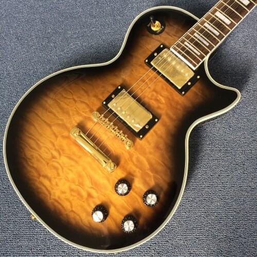 OEM 6-string electric guitar, rosewood fingerboard, burst color quilte maple Flame Maple top, free shipping