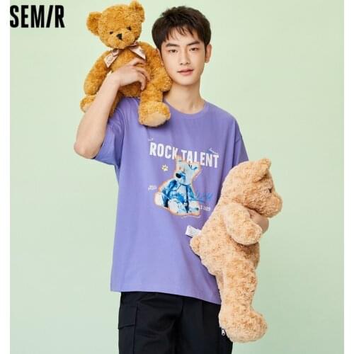 SEMIR Short Sleeve T-Shirts Men Summer 2021 New MenS Personality Pattern Tops Boys Tide Cotton O Neck Casual Brand Bear T Shirt