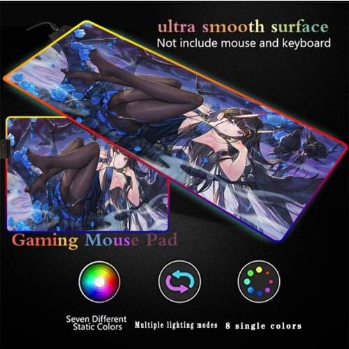 Genshin Impact Anime Gaming RGB Computer Glow Mouse Pad RGB Backlit Mause Pad Large Mousepad XXL for Desk Keyboard LED Mice Mat