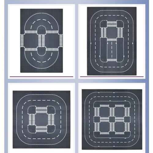 City Road Street Baseplate Straight Crossroad Curve T-Junction DIY Building Blocks Set Compatible All Brands City Base Plate