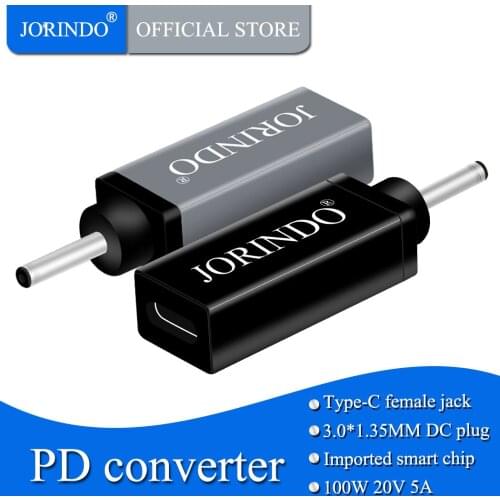 JORINDO Type-C female socket to DC3.0*1.35MM male plug Laptop power charging converter,USB-C TO 30135 Fast charging converter