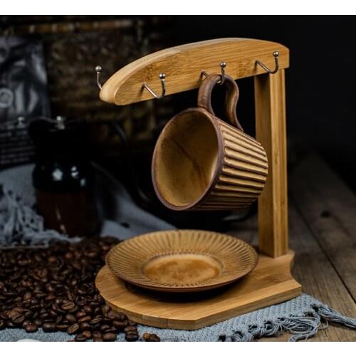 Japanese Style Handmade Pottery Coffee Cup Teacup with Saucer Set Creative Ceramic Water Cup Porcelain Afternoon Tea Cup