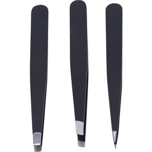 3pcs High Quality Eyebrow Tweezers 2020 New Fashion Stainless Steel Pointed / Tilted Pointed / Flat Hair Removal Makeup Kit