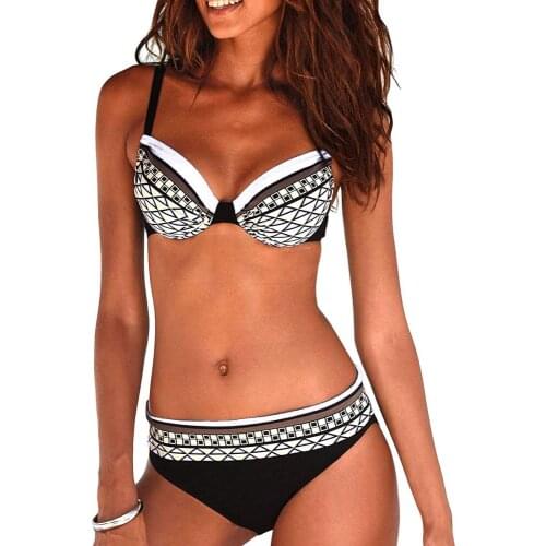 Swimwear for Women Bikini Vintage Print Push Up Padded Bikinis High Waist Sexy Bathing Female Pushap
