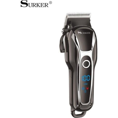 SURKER SK-805 Professional Rechargeable Hair Clipper Mens Cordless Hair Trimmer With LED Display Haircut Blade Shaving