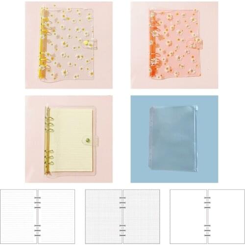 Cute Flower a6 Binder 6-ring Transparent Binder Cover Button Clamp a6 Personal Planner Binder Loose-leaf Notebook Binder