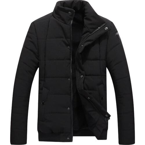 Men Hooded Cap Cotton-padded Jacket Cashmere Winter Coat Pure Color Cotton-padded Clothes Stand Collar Inner Pocket Clothes