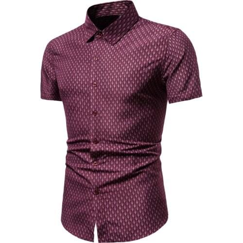 New large size short-sleeved shirt printed mens European size half sleeve