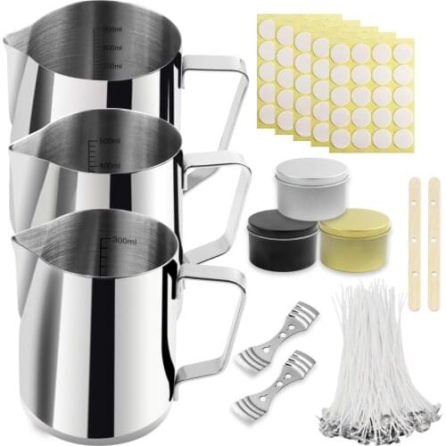 Candle Making Supplies DIY Candle Making Kit Beeswax Arts And Crafts Stainless Steel Pot Candle Wicks Wax Storage Tins Jars