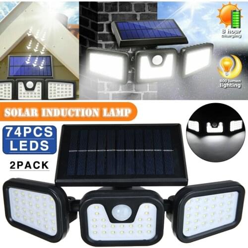 1pc/2pcs Solar Powered Sensor Wall Light Solar Motion Sensor Lights Waterproof Outdoor Street Security 74 LED Wall Lights