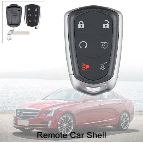 Key Shell Case Replacement Universal Black 6 Buttons Smart Car Remote Key Shell Fit for 2015-2018 Cadillac Escalade / ESV