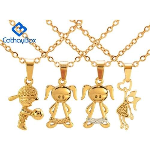 Child Girl Kids Charm Pendant Necklace Gold Tone Stainless Steel Fashion Jewelry Gifts Chain 45cm