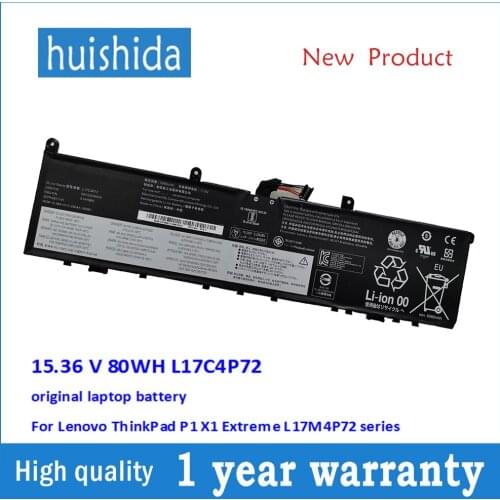 15.36 V 80WH L17C4P72 original laptop battery For Lenovo ThinkPad P1 X1 Extreme L17M4P72 series