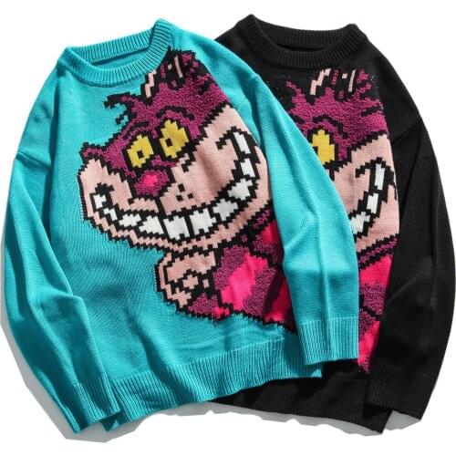 Autumn and winter new casual long sleeve turtleneck sweater couples cartoon Korean sweater men