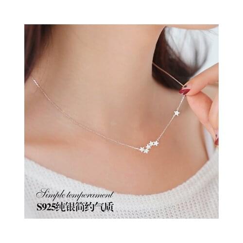 925 Sterling Silver star zircon Necklaces & Pendants For Women High Quality Sterling-silver-jewelry