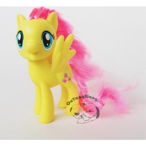 P8-025 Action Figures 8cm Little Cute Horse Model Doll Open smile Fluttershy Anime Toys for Children