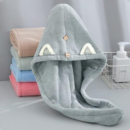 Dry Hair Towel Cute Women And Child Hair Drying Hat Microfiber Solid Towel Super Absorption Turban Towels