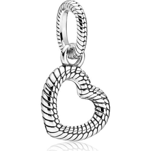 DIY Hollow Snake Chain Heart Pendant Fit Original Pandora Charms Bracelet Women Hearts Beads for Jewelry Making Love Dangle Gift