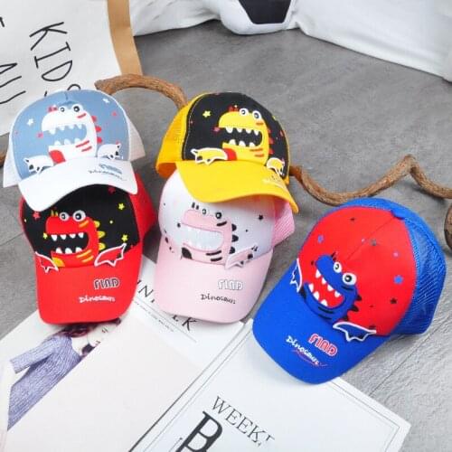 Cartoon Dinosaur Kids Baseball Caps Summer Breathable Children Sun Hat Toddler Baby Net Cap Boy Girl Hip-Hop Snapback Hats