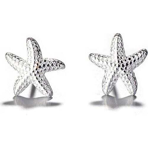 Silver Color Starfish Animals Stud Earrings For Women Children Girls Kids Jewelry brinco pequeno eh943