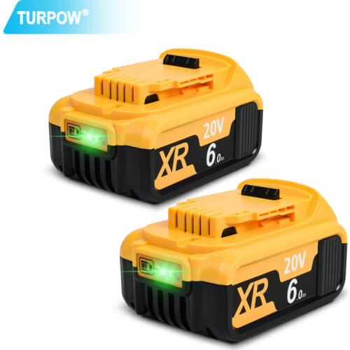 Turpow 20V Max XR 6.0Ah Replacement DCB200 for DeWalt DCB184 DCB200 DCB182 DCB180 DCB181 Lithium Battery 18V Power Tools