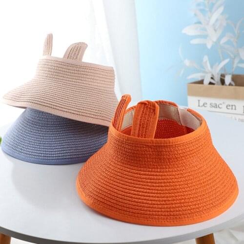 Sunscreen Folding Sun Hats Caps Summer Empty Top Hats Kids Wide Brim Straw Beach Sunbonnet Visor Straw Hat