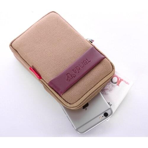 BISI GORO Wear Belt Pocket Phone Coin Card Unisex Waist Bag Wear-resistant Canvas Travel Storge Bag Outdoor Multifunction Purse